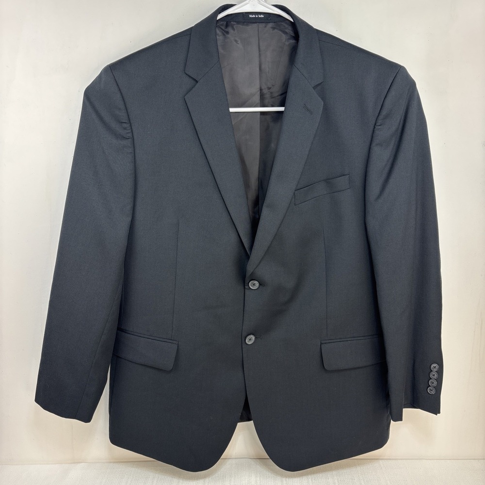 Pronto Uomo‎ Platinum Black Blazer Suit Jacket Size 48R 100% Wool 2 Button EUC